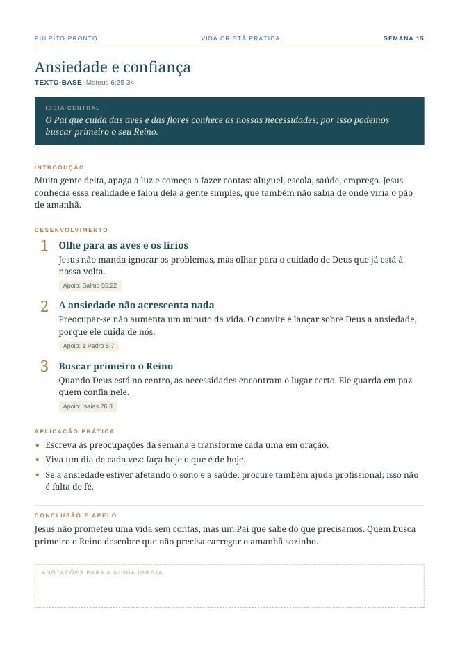 Esboço da semana 15: Ansiedade e confiança